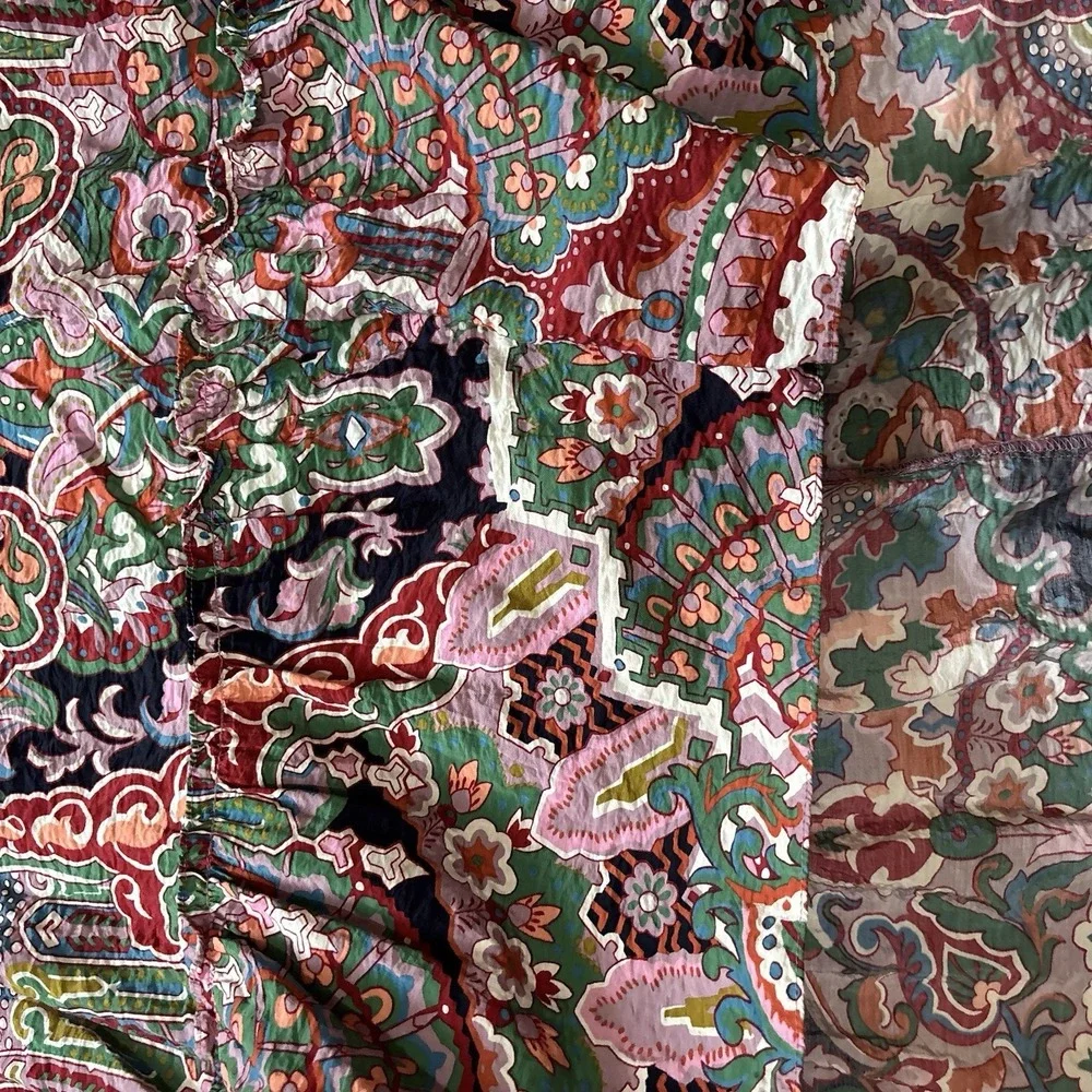 Anthropologie Antoinette Pink Paisley Boho‎ Floral Maxi Shirt Dress Relaxed Boho